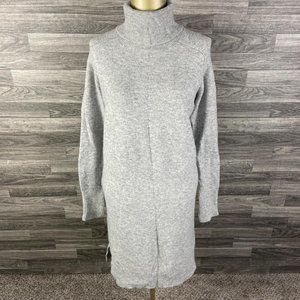 J.CREW Turtleneck Pullover Grey Merino Wool Alpaca Sweater Dress Women's Size M